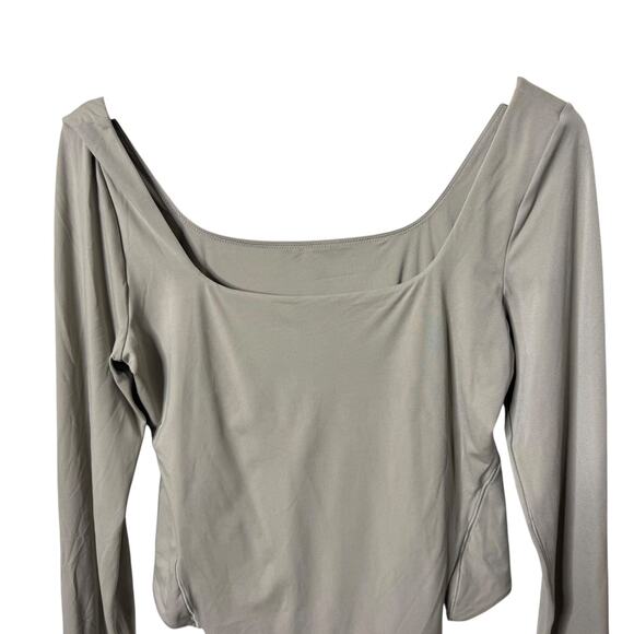 Lululemon Wundermost Ultra Soft Nulu Square Neck Long Sleeve Bodysuit Gray Large - Picture 7 of 10
